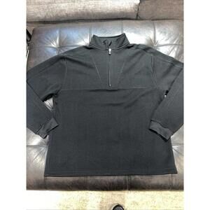 Straight Down Mens XL Black Golf Quarter Zip Waffle Knit Pullover 1/4 Sweatshirt